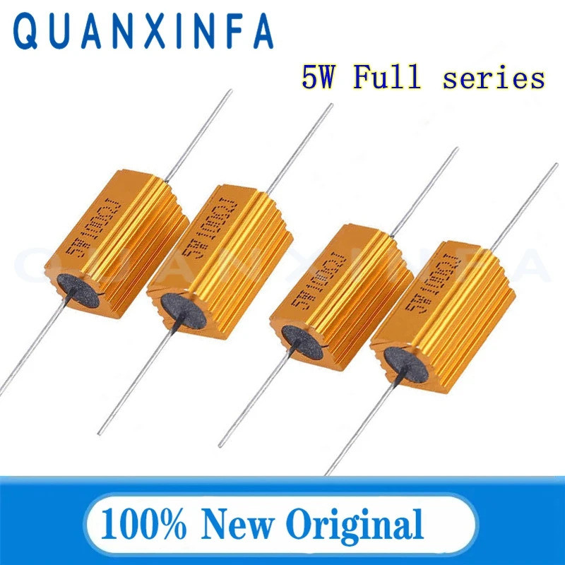 10PCS 5W RX24 อลูมิเนียมโลหะกรณี Wirewound Resistor 0.1R 15K 0.5R 1K 2K 5K 10R 6.8R 50R 100K 1K 5K 1