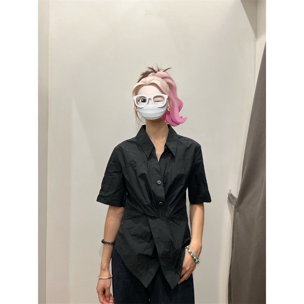 ** เสื้อเชิ้ตเอวแคบผ้าฝ้ายแท้ B Series Cut Label 5Q3/HD0451/6J3 4.12