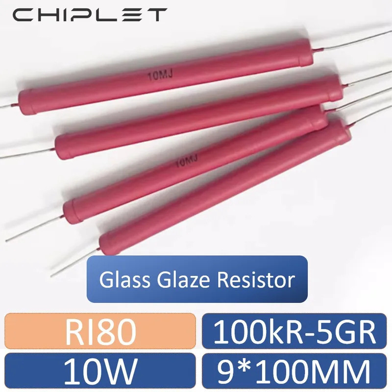 1PCS RI80 ตัวต้านทาน 10W Glass Glaze ความต้านทาน 100K 200K 1M 2M 3M 5M 10M 20M 30M 50M 100M 150M 200