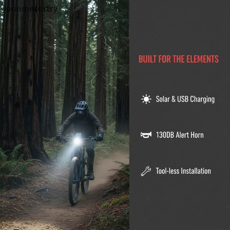 EM USB ชาร์จพลังงานแสงอาทิตย์จักรยาน Light พร้อม Power Display Mountain Road Bike โคมไฟด้านหน้าแบบบู