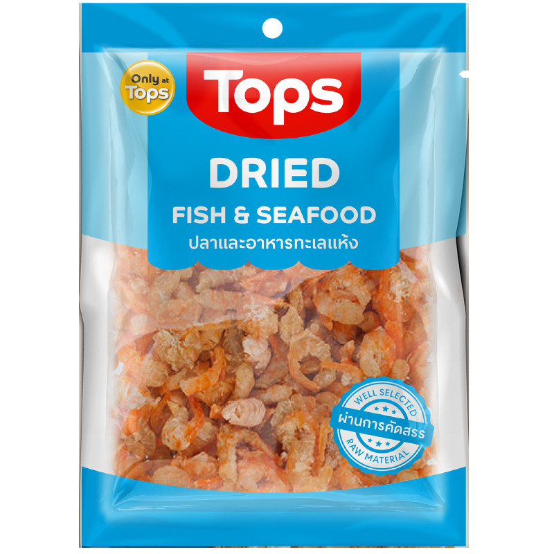 ท็อปส์กุ้งทะเลแห้ง 70กรัม Tops Dried Pacific Sea Shrimp 70g. [หมายเลขบาร์โค้ด 8853474061464 ]