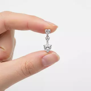 Cheenm รูปหัวใจZircon Series Dangle Bellyปุ่มแหวนสแตนเลสคริสตัลหัวใจBelly NavelเจาะNombrilเครื่องประดับTH