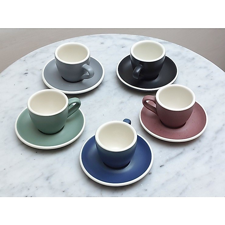 Mini Coffee/Tea Cup - Espresso Coffee Cup & Saucer Matte Two Tone - 80ml (PRICE FOR 1 PC)