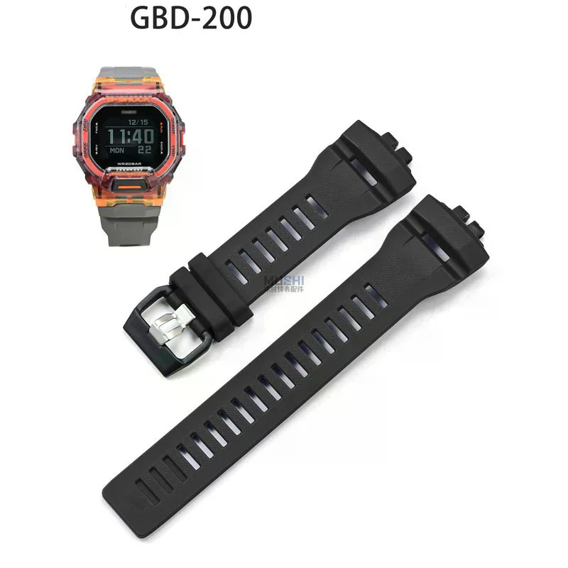 GBD 200 WatchBand สร้อยข้อมือสําหรับ G-SHOCK Casio GBD-200-1A GBD-200RD-4 สายซิลิโคนอ่อนนุ่มสีดํานาฬ