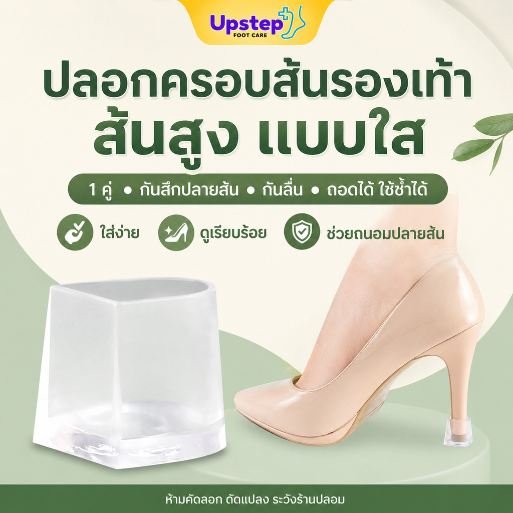 UPSTEP [1 คู่] ปลอกครอบส้นรองเท้าส้นสูง แบบใส กันสึก กันลื่น ถอดง่าย ใช้ซ้ำได้ SC86
