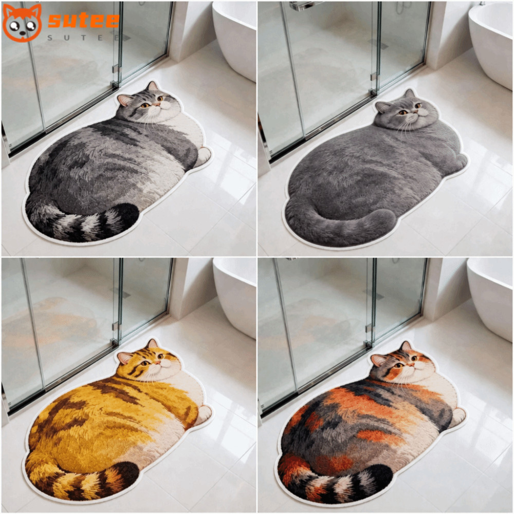 สุธี น่ารักแมวคริสตัลกํามะหยี่แผ่นพื้น,ขิงแมวรัสเซียสีฟ้าพรมห้องน้ํา, ความคิดสร้างสรรค์ อับอาย-ทน40*60ซม พรมปูพื้นกันลื่นห้องนั่งเล่นโต๊ะน้ําชาข้างเตีย