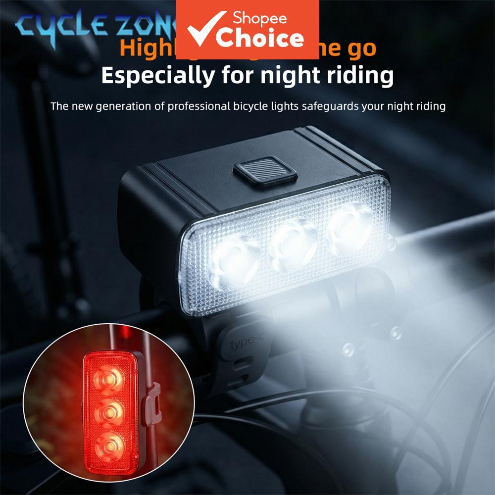 ไฟจักรยานหน้าหลัง LED แบบชาร์จผ่านพอร์ต Type-C อุปกรณ์เสริมความปลอดภัยสําหรับจักรยานเสือภูเขาและจักรยานถนนสําหรับการขี่กลางคืน