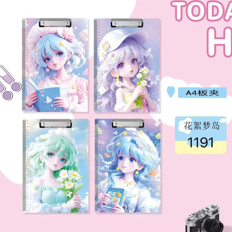 As 4卡通文件a4可爱资料试卷写字垫板文具文件夹学生夹板写字板A4 Cartoon Files A4 Cute Information Test Paper Writing Pad Statione