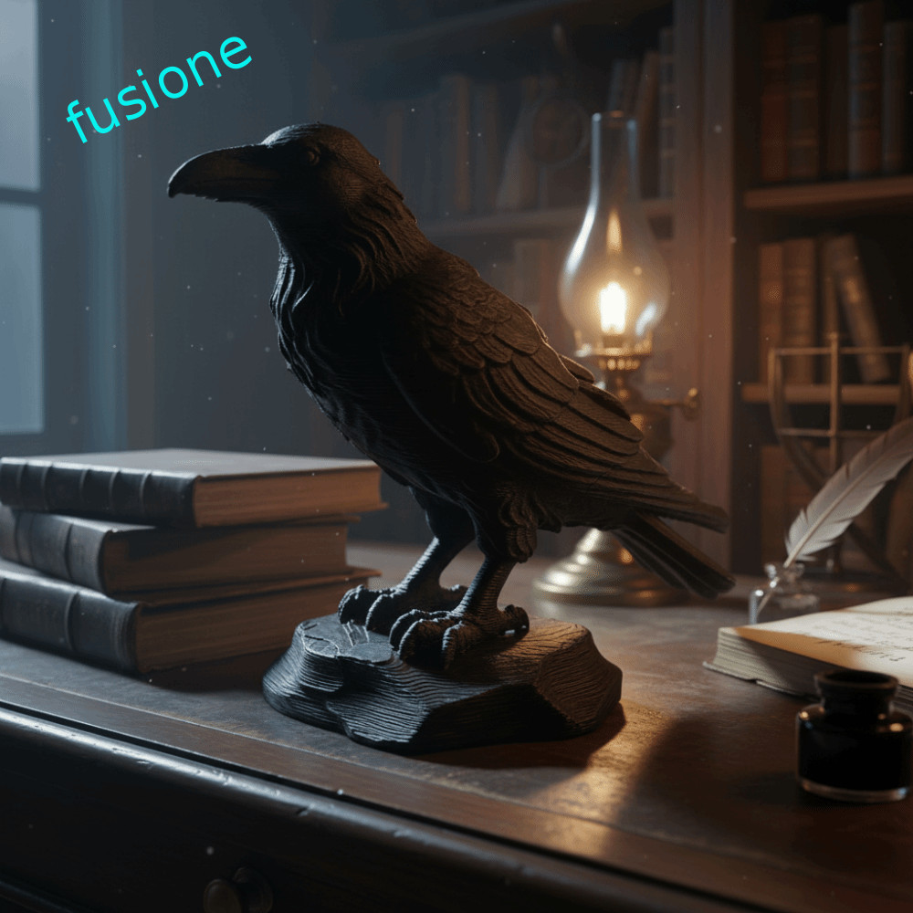 FUSIONEDGE งานฝีมือรูปปั้นอีกา, สไตล์โกธิค Raven Prop จําลองอีการุ่น, ตกแต่งบ้านสร้างสรรค์ 3D พิมพ์เครื่องประดับอีกาบ้าน