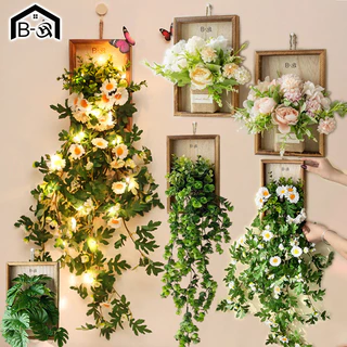 BHQ ดอกเดซี่แขวนผนัง ดอกไม้ปลอมตกแต่งผนัง สำหรับตกแต่งบ้าน คาเฟ่ ร้านค้า ไม้ประดิษฐ์ตกแต่งสวนในร่ม