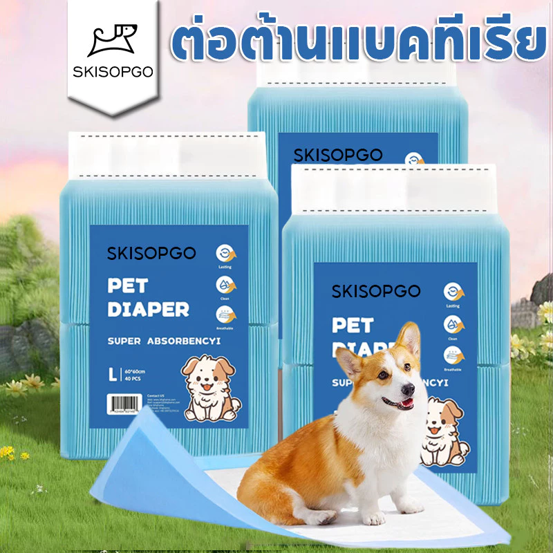 SKSISOPGO แผ่นรองฉี่สุนัข แผ่นรองฉี่แมว แผ่นรองซับ ช่วยฝึกขับถ่าย ซึมซับได้ดี 200PCSต่อต้านแบคทีเรีย
