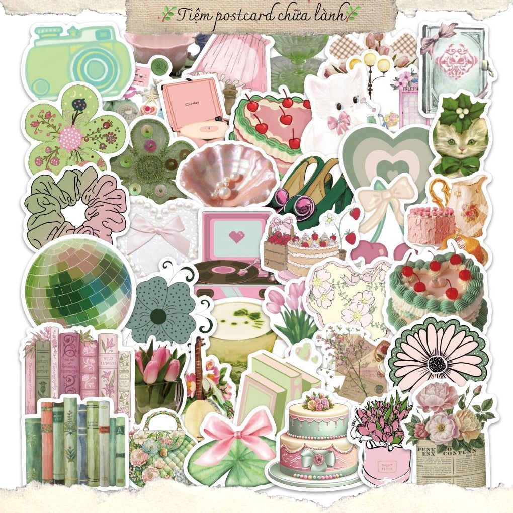 ชุดสติ๊กเกอร์กันน้ํา 5/10/20/50 BLUE PINK AESTHETIC OBJECT SWEET CUTE สติ๊กเกอร์สําหรับหมวกกันน็อค แ