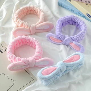 ที่คาดผมผูกโบว์น่ารักๆ สำหรับล้างหน้า แต่งหน้า ที่คาดผมหูกระต่าย ผ้าขนฟูนุ่มละมุน ยืดหยุ่นใส่สบาย ไม่รัดศีรษะ ใช้ล้างหน้า อาบน้ำ แต่ง ทำสปา จัดทรงผมได้ดี ใช้งานทนทาน