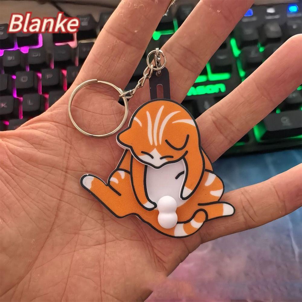 พวงกุญแจแมวไข่ BLANKE หมุนได้จี้แมวตลกน่ารักอุปกรณ์เสริมกระเป๋าดึงเล่นการ์ตูนแมวเคล็ดลับเล่นของเล่นไข่