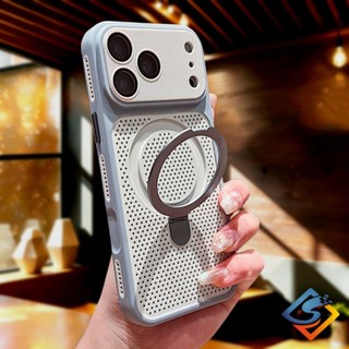 ขาตั้งแม่เหล็ก + ฤดูร้อน CoolingMatte Hard Case สําหรับ iPhone 17 Pro Max 16 15 14 13 12 Pro Max Plus การกระจายความร้อนฝาครอบกันกระแทกพร้อมตัวป้องกันเลนส์กล้องอัพเกรด