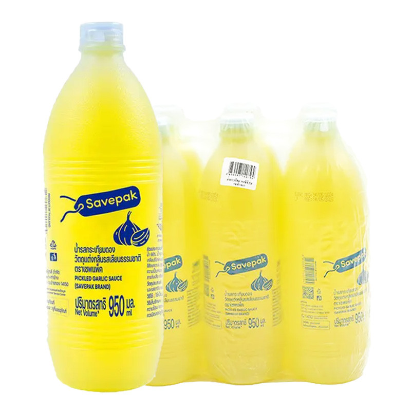 เซพแพ็ค น้ำกระเทียมดอง 950 มล. x 6 (SAVEPAK Garlic Pickle Water 950 ml x 6)