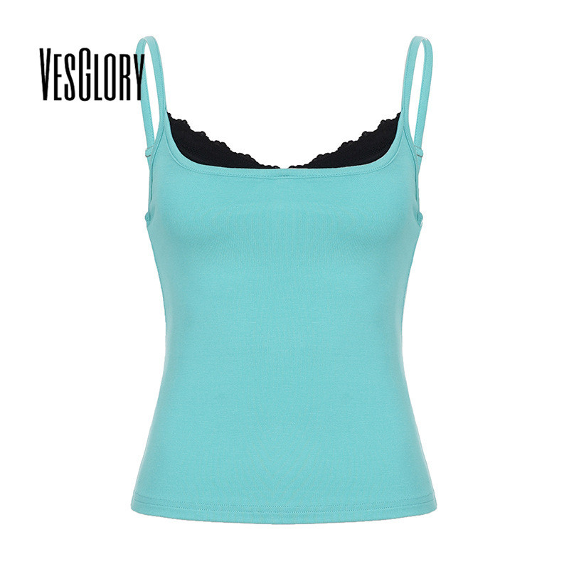 VesGlory ผู้หญิง 2026 สีทึบสลิงแขนกุดเสื้อกล้ามแฟชั่นใหม่ทุกวันวิทยาลัย Y2k