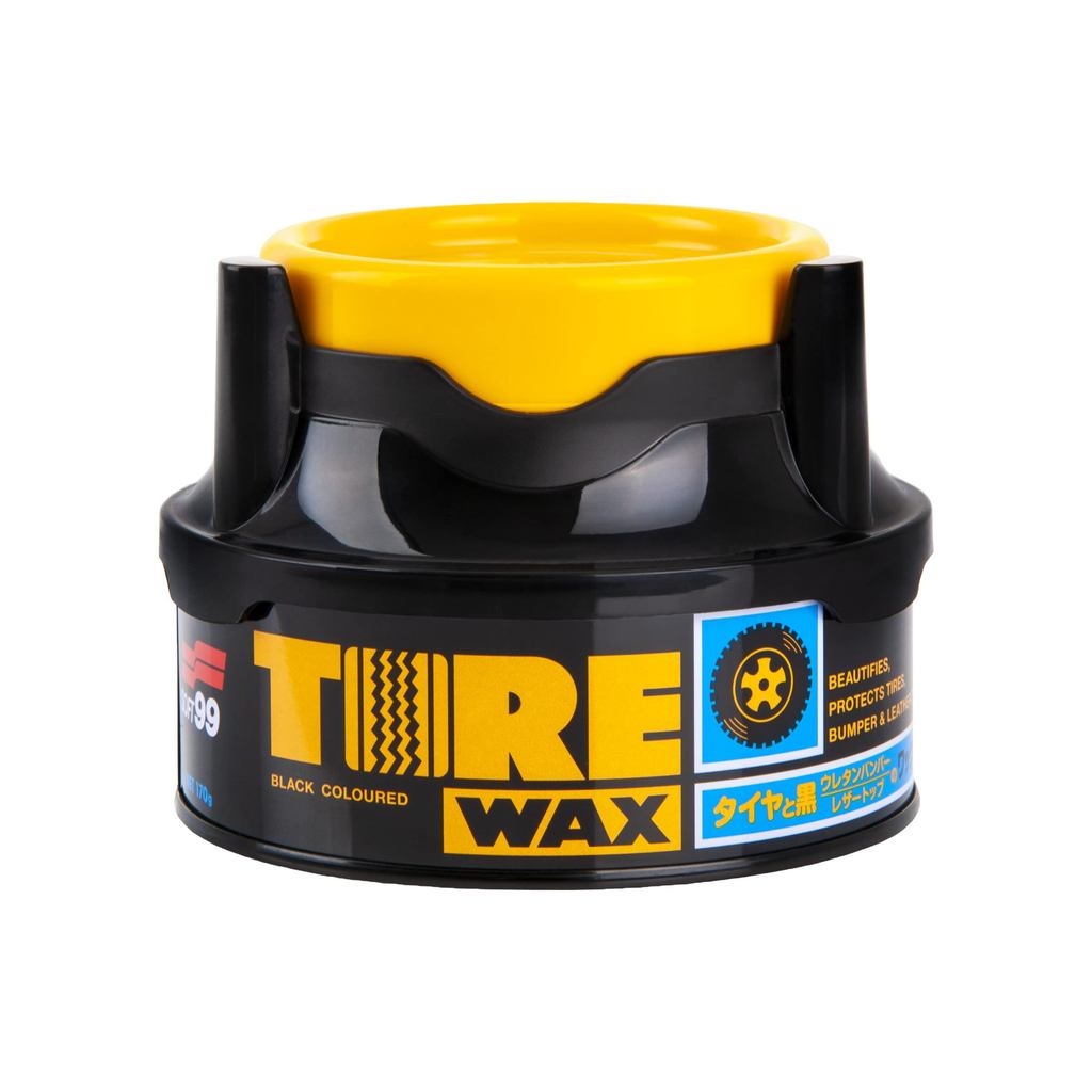 Soft99 Tire Black Wax for Automotive Tire Care, 170g, Enhances Shine and Protection