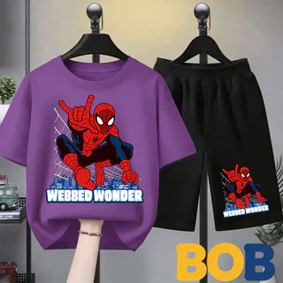 【จัดส่งไทย】2ชิ้น TM ชุดเด็กผู้ชาย Spiderman ชุดสั้น เนื้อ TC ใส่สบาย ไม้ยับ ชุดนอนเด็ก ชุดบ้าน สวยทันสมัย 3-10 ปี#45