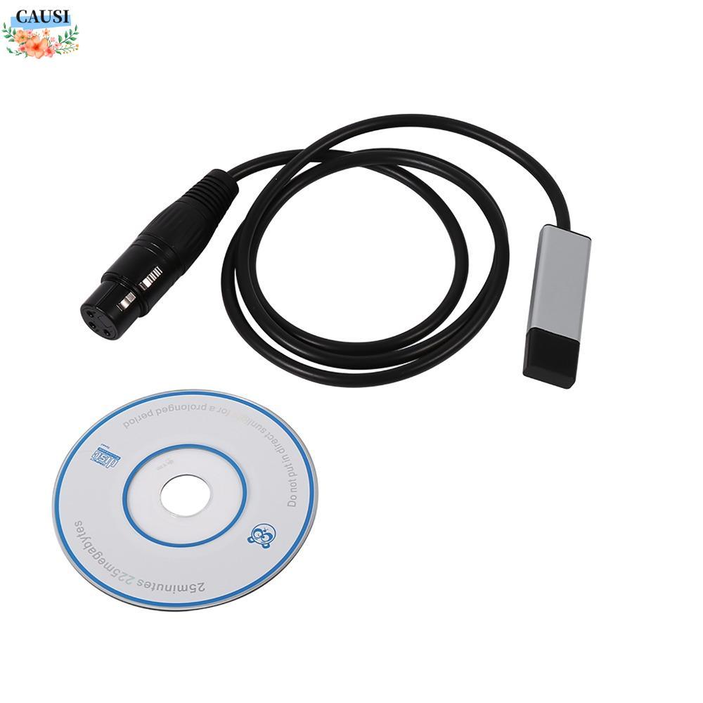 อินเทอร์เฟซ CAUSI USB to DMX, อะแดปเตอร์ USB to DMX สีดําขนาดเล็ก, ทนทาน 1 ม. / 39.37 นิ้ว DMX512 Co