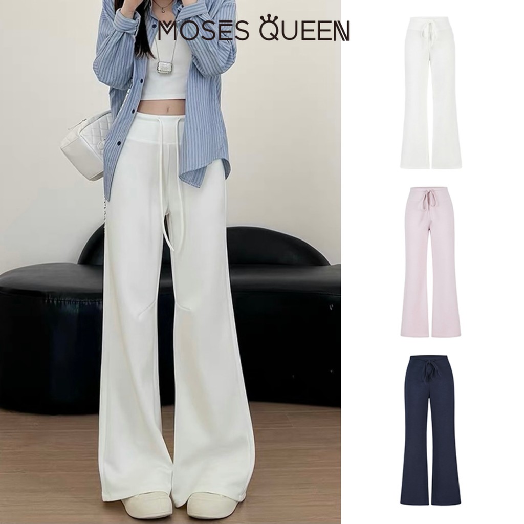 Moses Queen Space Cotton กางเกงลําลองหลวม 2025 ฤดูร้อนใหม่กางเกงขากว้างเอวสูง Mopping ชั้นสบาย #62984