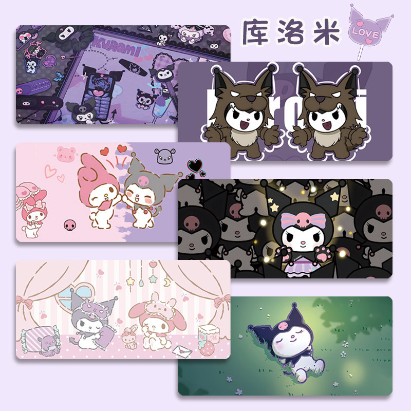 SANRIO แผ่นรองเมาส์ คุโรมิ ขนาดใหญ่อะนิเมะการ์ตูนน่ารักแป้นพิมพ์แผ่นหญิง อิน สไตล์คอมพิวเตอร์โต๊ะทํางานเสื่อ ซานริโอ เกมแผ่น
