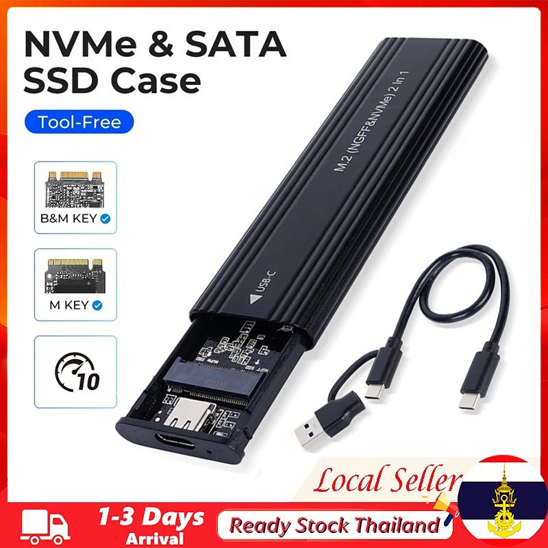 ท้องถิ่น Nvme NGFF M.2 Solid State Drive ภายนอก Enclosure M.2 ถึง USB C 10Gbps SSD อลูมิเนียมประเภท A + C สําหรับ M/M