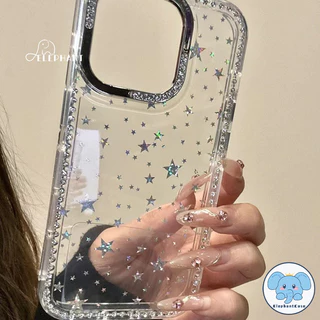 เคสไอโฟน17 11สำหรับ IPhone 15 11 16 17 Air 14 13 12 Pro Max 16 14 15 Plusเคสใสเพชรสว่างดาวหรูหรา พร้อมเชือกแขวน สไตล์ฮิต