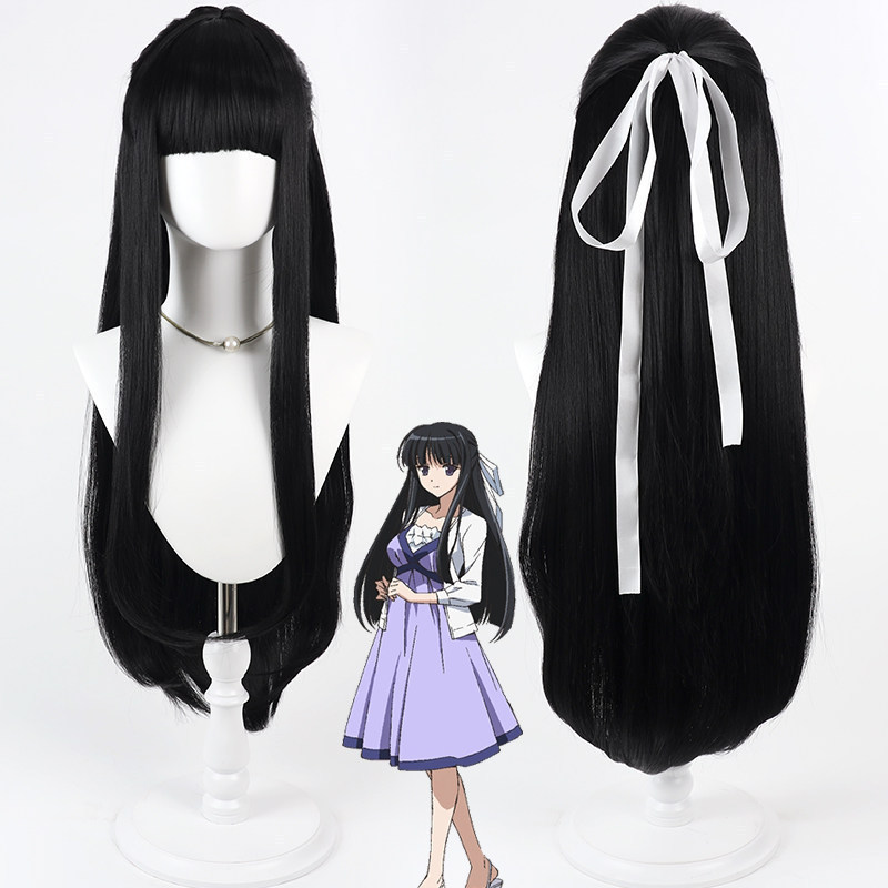 Ichiba Nagisa Yosuga no Sora Cosplay Wig Black Integrated Half Up Style With Realistic Scalp Top Ani