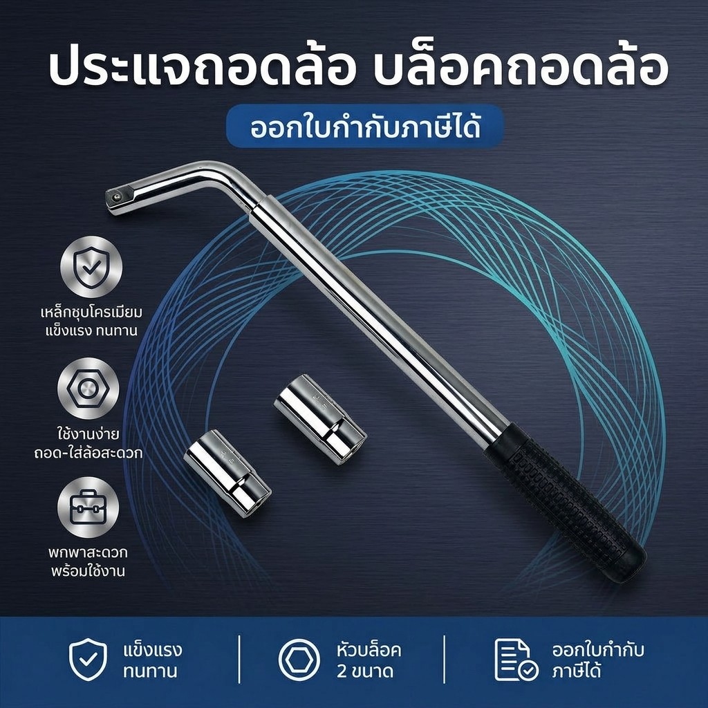 ประแจถอดล้อ ด้ามยืดหด 380/500mm พร้อมบล็อคถอดล้อ 2 หัว ใช้ถอดล้อรถยนต์