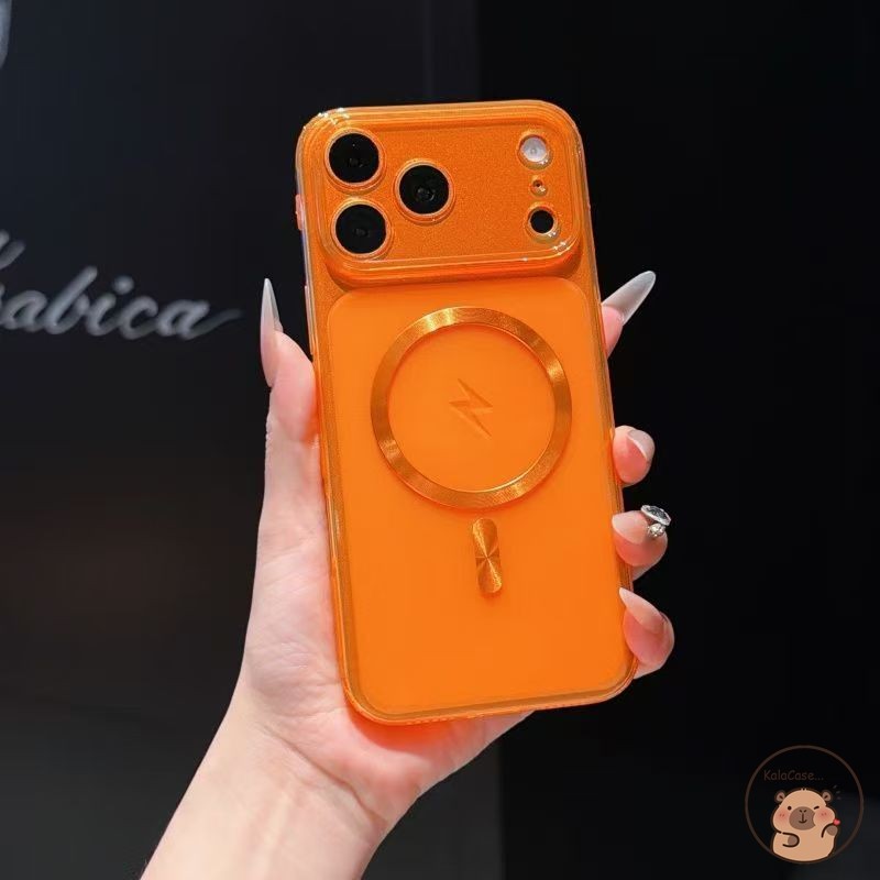 สําหรับVivo Y31 Pro Y31D Y39 Y38 Y37 Y36 Y33S Y33T Y20A Y20S Y20i iQOO Z11X Z10X Z10 Lite Z7iเคสโทรศัพท์แม่เหล็กเรียบง่ายสีส้มปกกรณีธุรกิจFrostedกรณีโปร่งใส