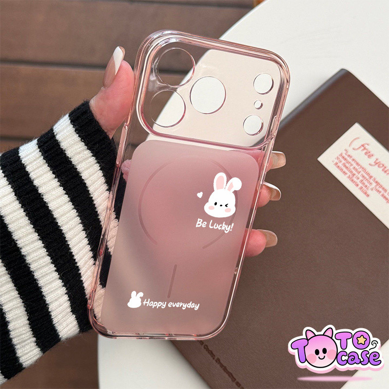 เคสการ์ตูนกระต่ายขาวสีชมพูไล่เฉด เหมาะกับ iPhone 17 13 15 12 16 14 11 Pro Max 15 เคสTPU