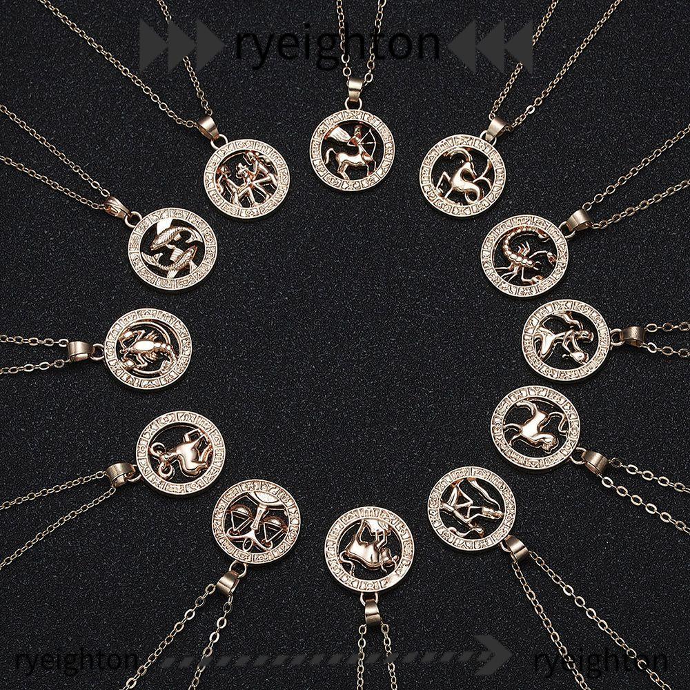 RYEIGHTON จี้สร้อยคอเครื่องประดับสร้างสรรค์ดวงชะตา Guardian Star Taurus Libra Hollow Out สัตว์ Zodia