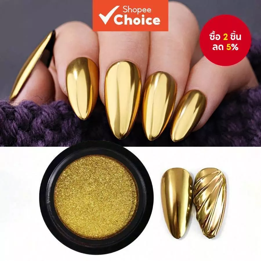 1 PC Chrome เล็บผงกระจก Glitter Effect Highly Pigmented ฝุ่น Metallic เล็บผง Chrome ฟองน้ํา Applicators
