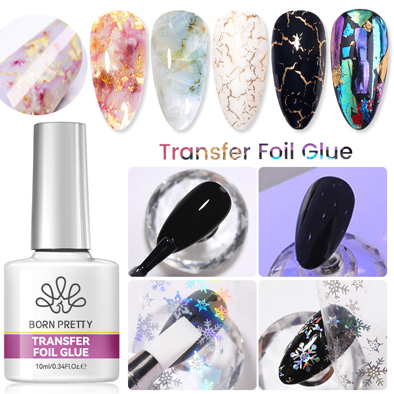 BORN PRETTY Transfer ฟอยล์เจลเจลเล็บเจล 10ml สติกเกอร์กาวเล็