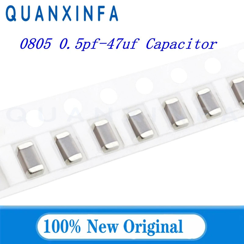 100PCS 0805 SMD CHIP Multilayer ตัวเก็บประจุเซรามิค 50V 0.5pF-47UF 10pF 22pF 100pF 470pF 1nF 10nF 10