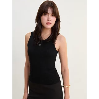 [Pomelo] เสื้อกล้ามคอกลมมีลายริ้ว / Scoop Neck Ribbed Tank Top