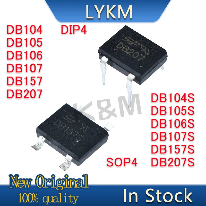 5PCS ใหม่ DB104 DB105 DB106 DB107 DB157 DB207 DIP4 DB104S DB105S DB106S DB107S DB157S DB207S SOP4 Re