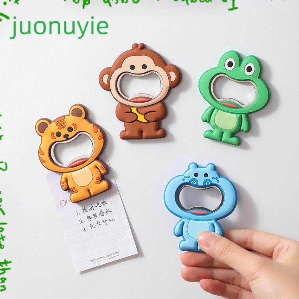 JUONUYIE แม่เหล็กติดตู้เย็น, ที่เปิดขวดเบียร์รูปสัตว์การ์ตูน, ที่เปิดฝาเบียร์ 2-IN-1 ในครัวเรือน