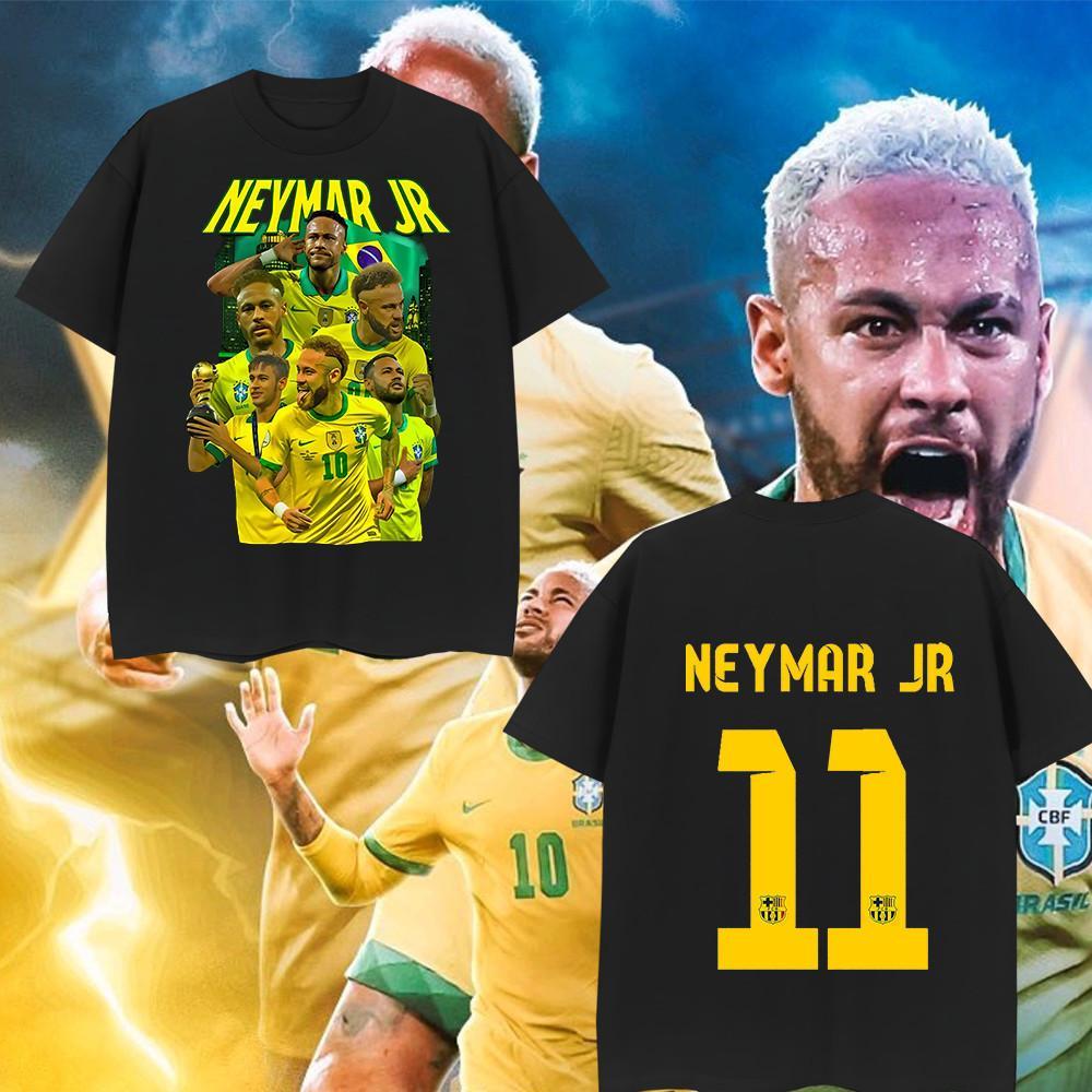 เสื้อยืด Neymar JR สไตล์สตรีท ลายพิมพ์นักบอล ผ้าคอตตอน ใส่สบาย ระบายอากาศดี สำหรับผู้ชายไซส์ใหญ่