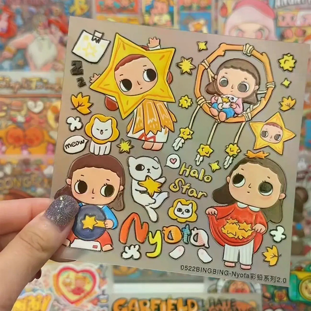 Pop Mart Nyota สติ๊กเกอร์กันน้ําสาวการ์ตูนทาวเวอร์ diy เคสโทรศัพท์คอมพิวเตอร์สติกเกอร์ตกแต่งแท็บเล็ต