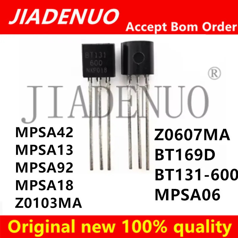 10pcs MPSA42 MPSA13 MPSA92 MPSA18 Z0103MA Z0607MA BT169D BT131-600 A42 A13 MPSA06 0103MA Z0103 Z0607