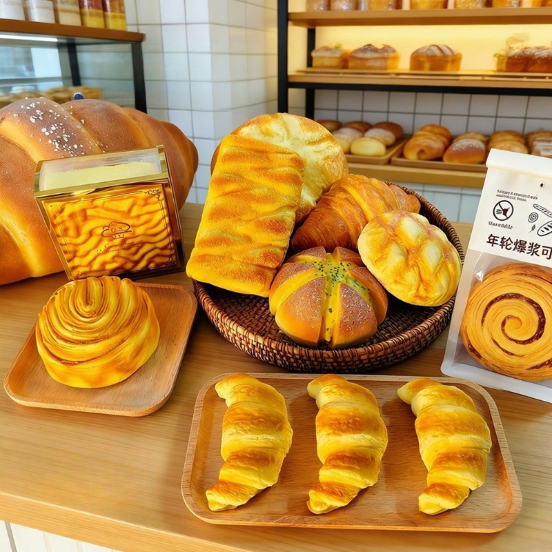 ขนมปังขนมปังปิ้งของเล่นสกุชชี่,ของเล่นขนมปังบีบที่เพิ่มขึ้นช้า,บรรเทาความเครียดมือผ่อนคลายของเล่นอยู่ไม่สุขสําหรับเด็กผู้ใหญ่