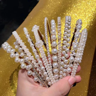 JoyTray ที่คาดผมมุก ที่คาดผม ที่คาดศีรษะประดับมุกสไตล์เกาหลีเรียบง่ายสําหรับผู้หญิง
