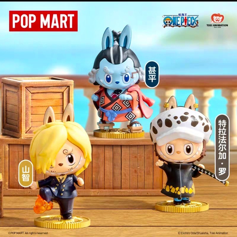 ของแท้ POPMART One Piece Labubu Co-Branded Luffy Mystery Box รูปอินเทรนด์ของเล่นของขวัญเครื่องประดับ