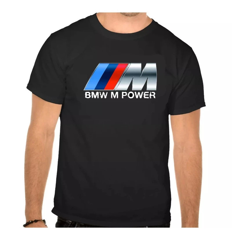 M.Power BMW Auto Logo เสื้อยืดสีดําคุณภาพสูงฤดูร้อนรถจักรยานยนต์ผู้ชายฤดูร้อนเสื้อยืดลําลองและสะดวกส