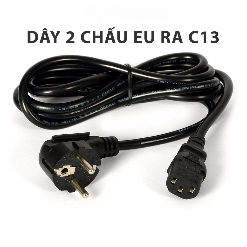EU/สายไฟ 2 ขามาตรฐานยุโรปถึง C13 ยาว 1.5 ม. 3x0.75 มม. 10A-250V สําหรับเครื่องพิมพ์ คอมพิวเตอร์ หม้อ