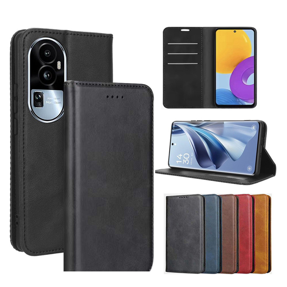 Reno 10 pro plus พร้อมส่งในไทย)  ฝาพับ แม่เหล็ก พร้อมช่องใส่บัตร สําหรับ OPPO Reno10 /Reno 8T/A98 A1