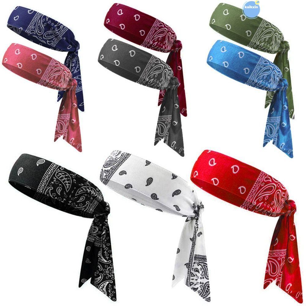 COOLSO Tie Back Headbands, Elastic Cotton Stretch Sports HairBand, Stretch Moisture Wicking Handmade Running Headbands ผู้ชายผู้หญิง