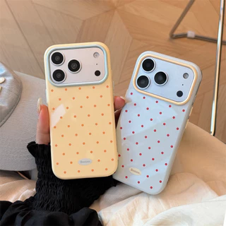 เกาหลี Ins เต็มหน้าจอ Polka Dots เคสโทรศัพท์สําหรับ iPhone 17 16 15 14 13 17 PRO MAX 14 15 16 PRO MAX สีลูกกวาดหวานสาว anti-fall ฝาครอบ